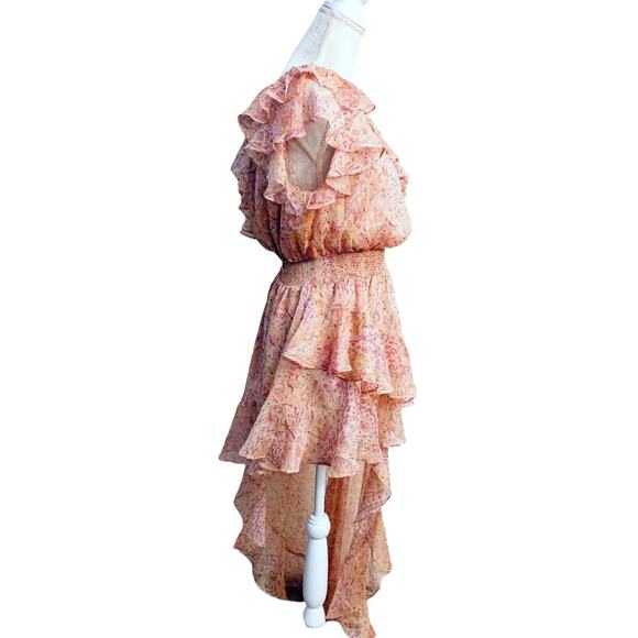 NWOT MISA Los Angeles Gisele Asymmetric Pink Off Shoulder Floral Dress $515 M - Picture 3 of 9
